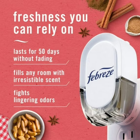 Febreze Odor Fighting Fade Defy PLUG Air Freshener Apple Cider Oil 2Ct Refill gallery
