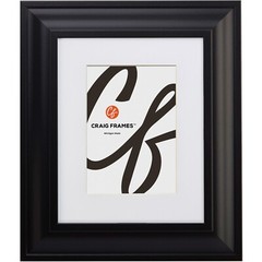 Craig Frames 2″ Wide Contemporary Satin Black Picture Frame With White Mat