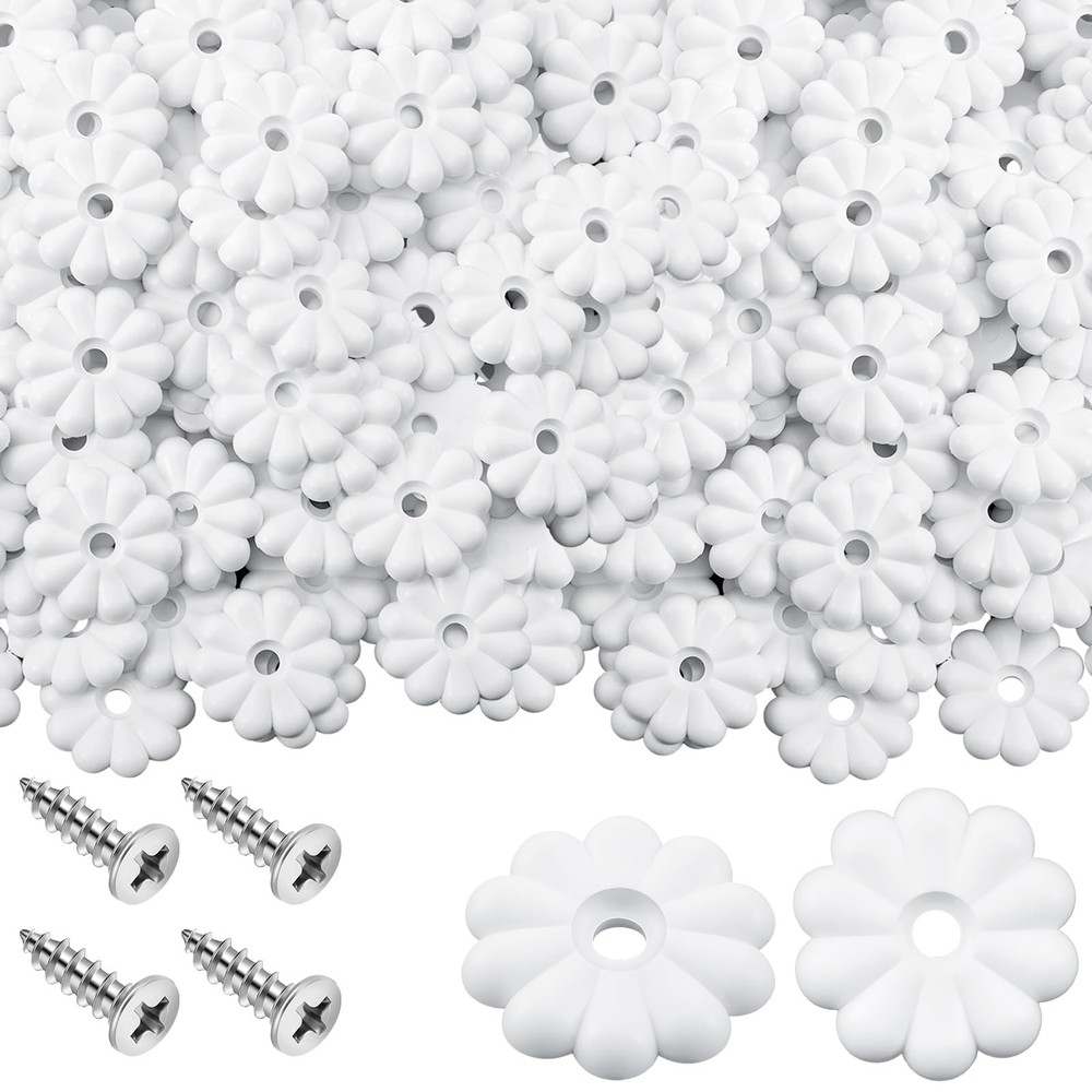 30 PCS 11/8 Inch White Decorative Rosette Washers With Screws Mobile Home RV