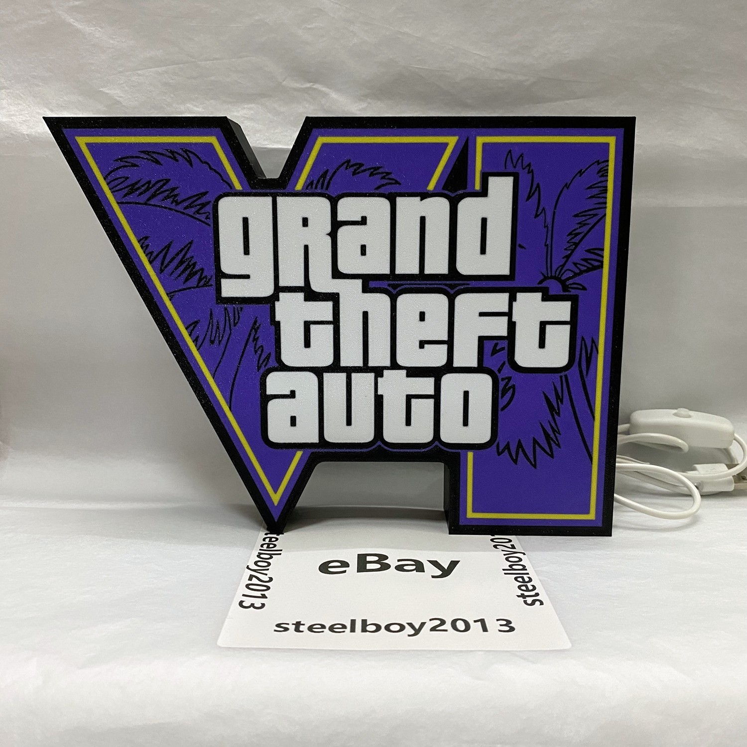 Grand Theft Auto GTA6 Logo Light Box 3D Printed USB LED Lamp Neon Sign 8 inch gallery