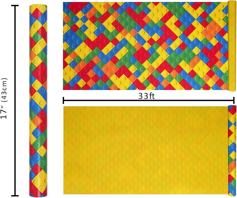 Reversible Building Blocks Wrapping Paper for Boys Girls - 17 Inch X 33 Ft Wrap gallery