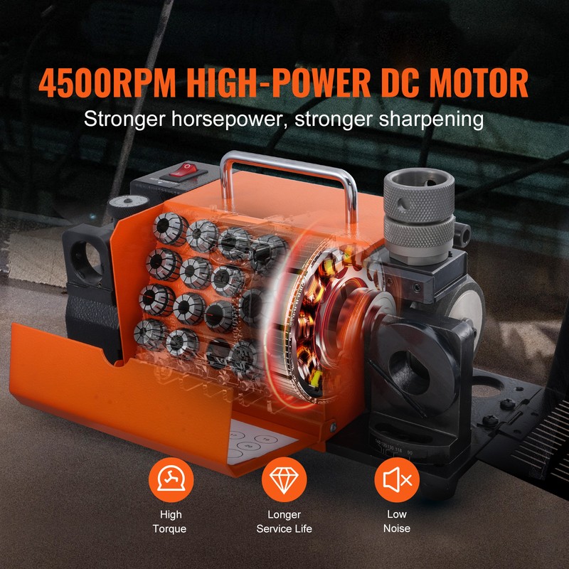 VEVOR MR-20G Drill Bits Sharpener 3-20mm Bits Grinder Sharpener & 18 Collets gallery