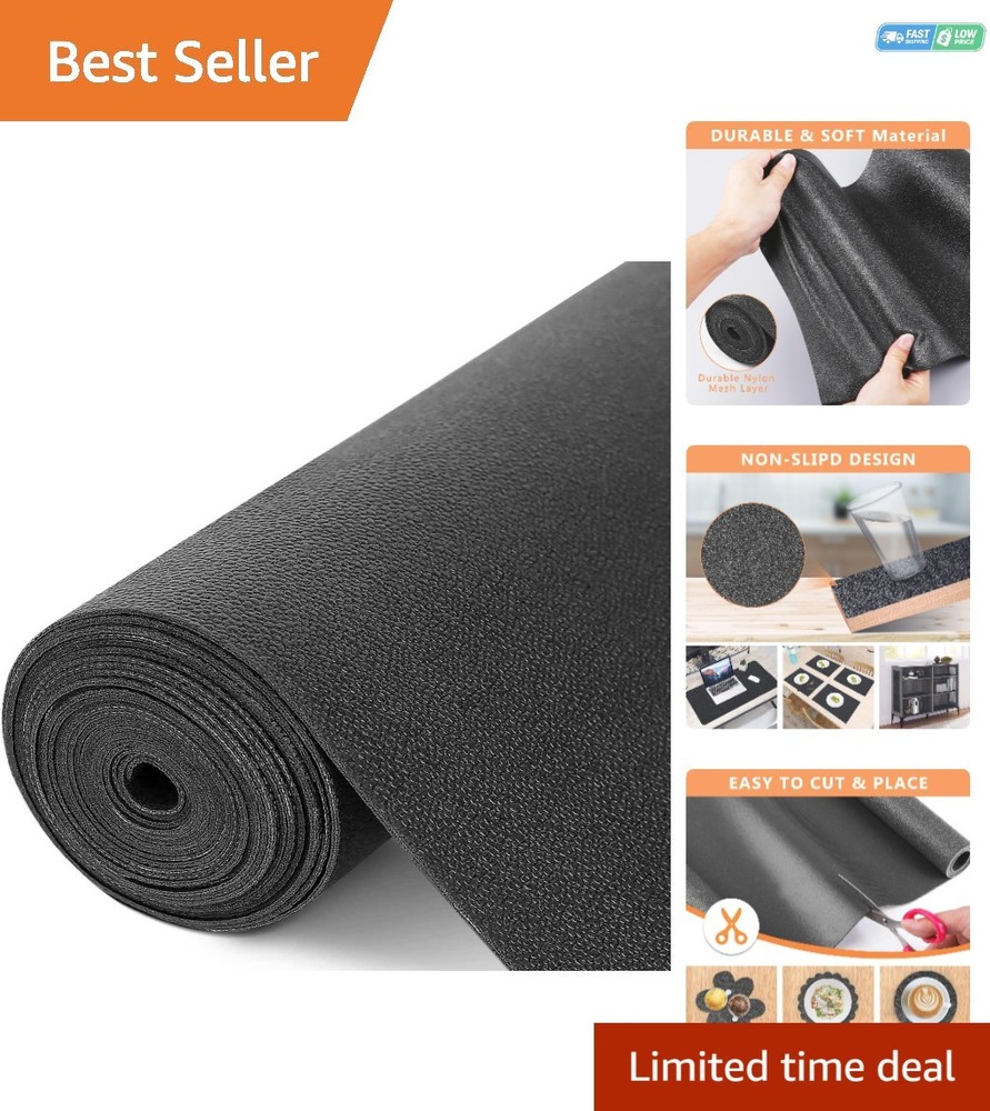 Multi-Functional Non-Slip Foam Drawer Liner – Cushioned Black Shelf Mat 59"L