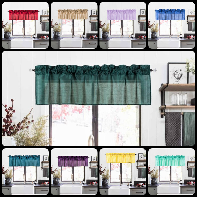 1PC S18 STRAIGHT VALANCE WINDOW CURTAIN DRAPE DOUBLE SOLID COLOR 55" W X 18" L gallery