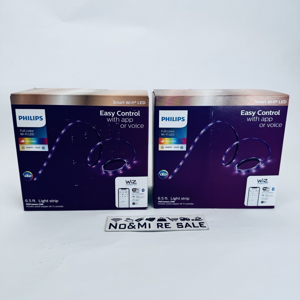 Philips 6.6' Smart Plug-in Color Tunable White Wi-Fi Wiz Connect Light Strip 2pk