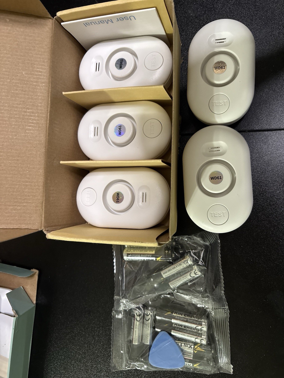 WD61x5 Water Detector Alarm Set 5 Pack White Waterproof 100dB Battery Powered gallery