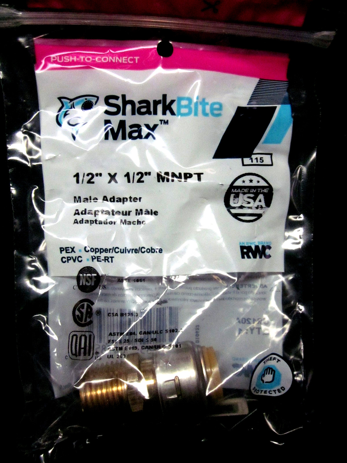 SharkBite Max Push To Connect Male Adapter 1/2" x 1/2" MNPT UR120A gallery