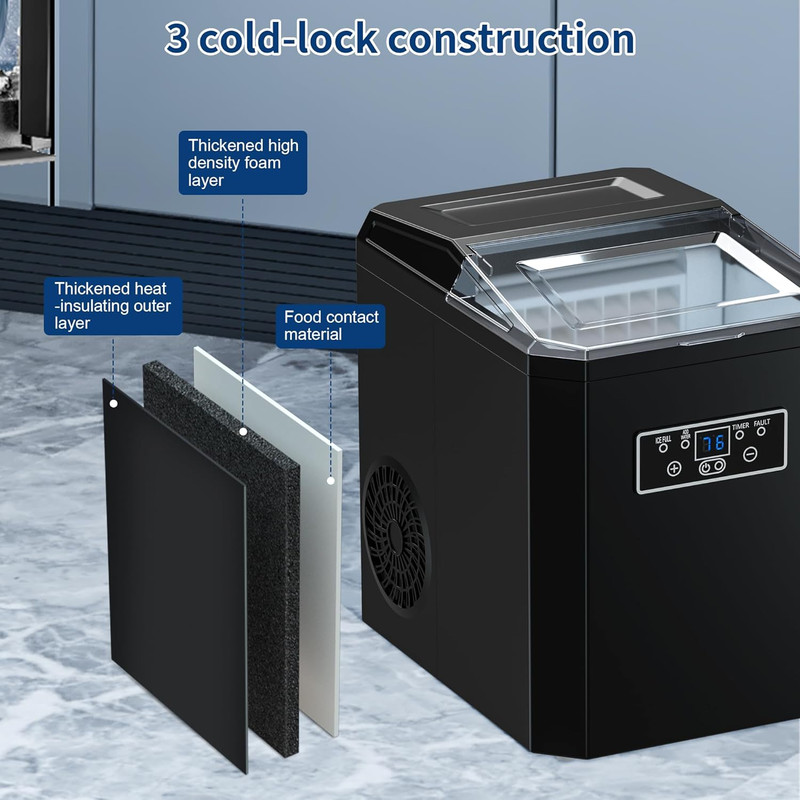 44 Lbs per Day Ice Cube Maker, 9 Ice Cubes Ready in 9 Mins, Auto Self-Cleaning w gallery