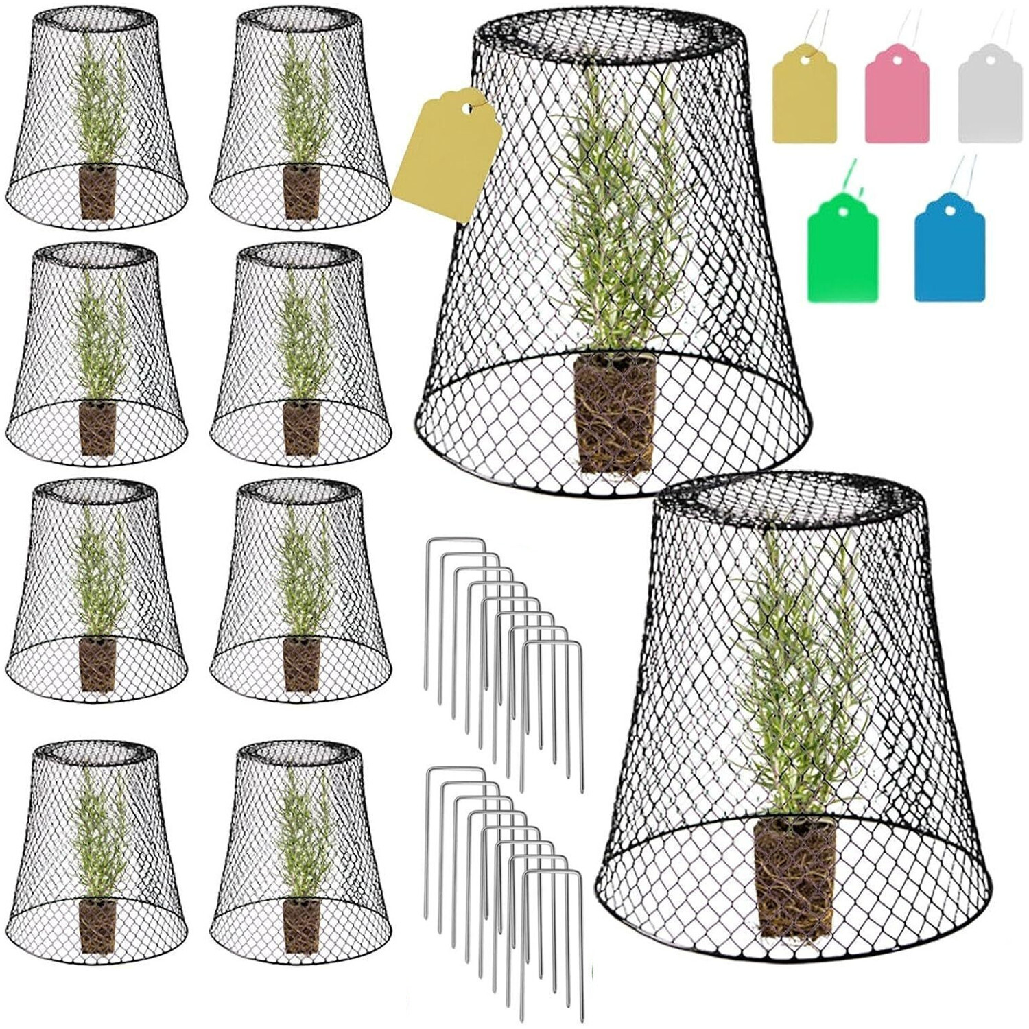 10Pack Chicken Wire Cloches Plant Cover Garden Plant Protector Cover with Labell gallery