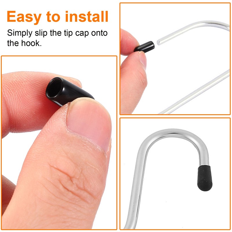 100pcs Pegboard Hook Tip Protector Rubber End Caps Inner Dia 5mm Black gallery