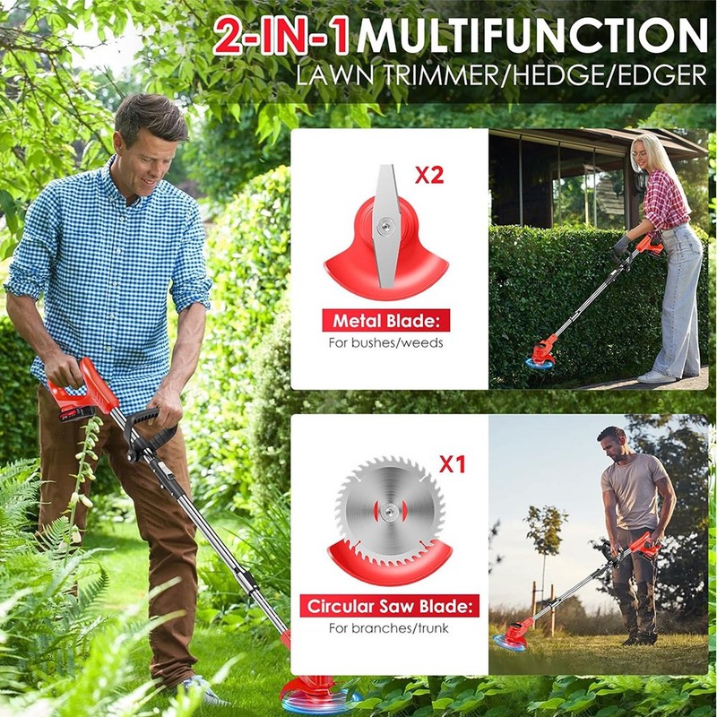 Cordless Electric Weed Lawn Eater Edger Yard Grass String Trimmer Cutter mower gallery