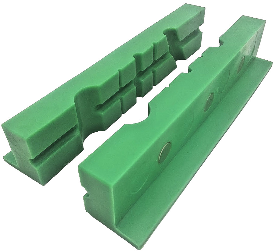6" Urethane Multi Groove Bench Vise Soft Jaws with Magnetic Retention Retainers gallery