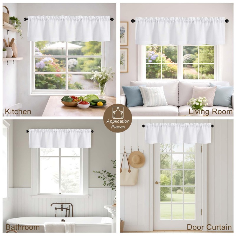 White Valance for Windows - Light Filtering Faux Linen Textured Small Window ... gallery