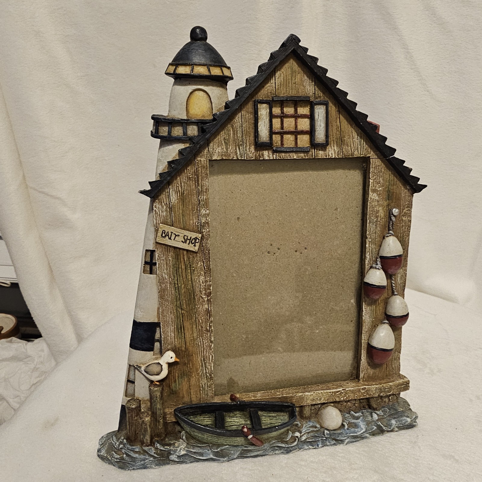3D Picture Frame Lighthouse Canoe Boat Fishing Holds 4x6 Photo SOLD AS IS gallery