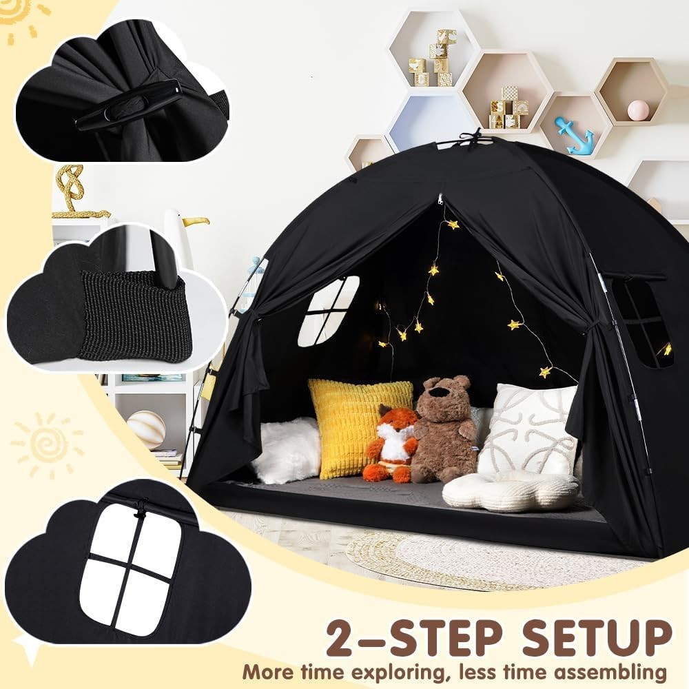 Bed Tent Twin Size Privacy Sleeping Space W/ Blackout Design Breathable Portable gallery