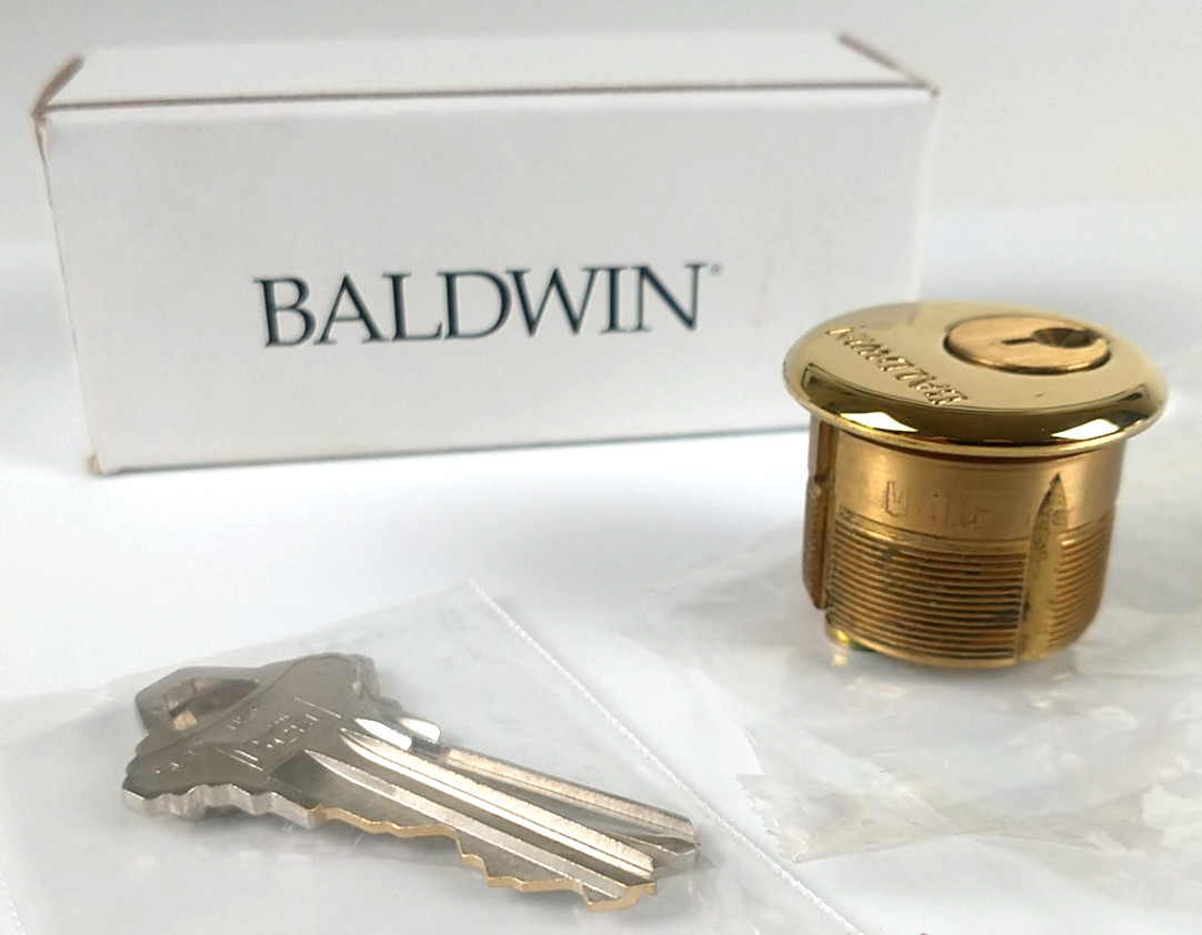 Baldwin 8321 003 Mortise Single Cylinder C Keyway 1-1/8" Polished Brass w/ Keys gallery