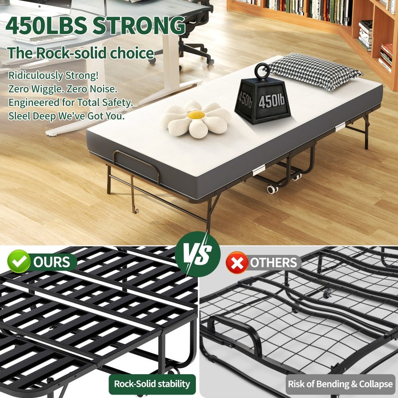 75" x 38" Inch Extra Long Folding Bed for Tall People,Heavy-Duty 450lbs Capacity gallery