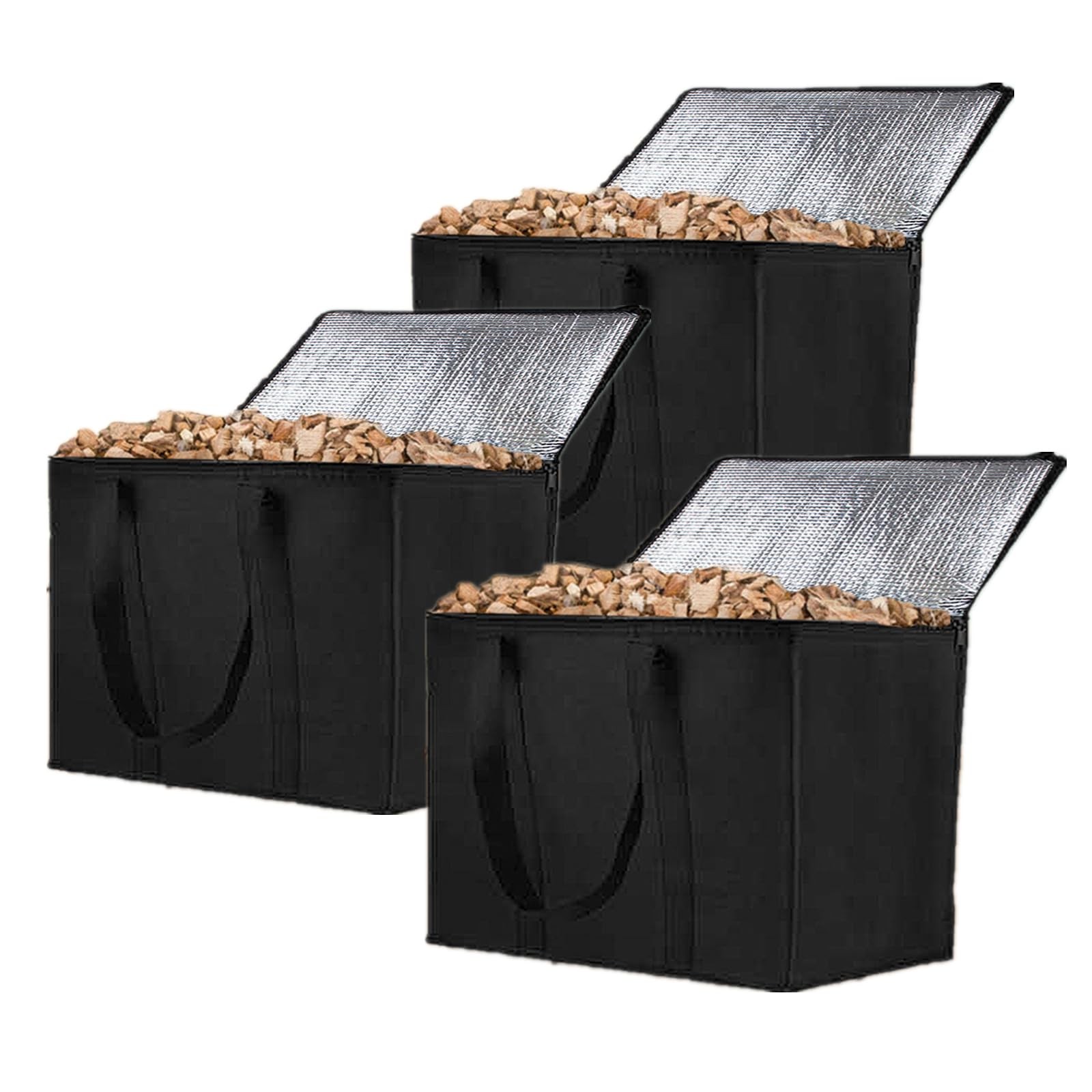 3Pcs Wood Pellet Storage Containers, 20lbs Black Wood Pellet Storage Containe... gallery