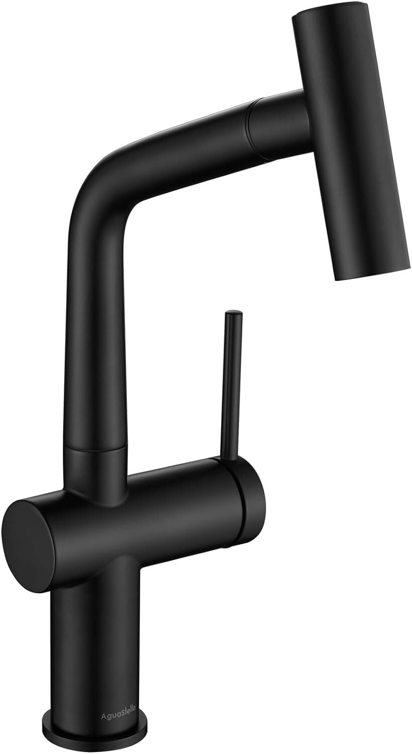 AguaStella® Matte Black Kitchen Sink Bar Faucet with Pull Down Sprayer gallery