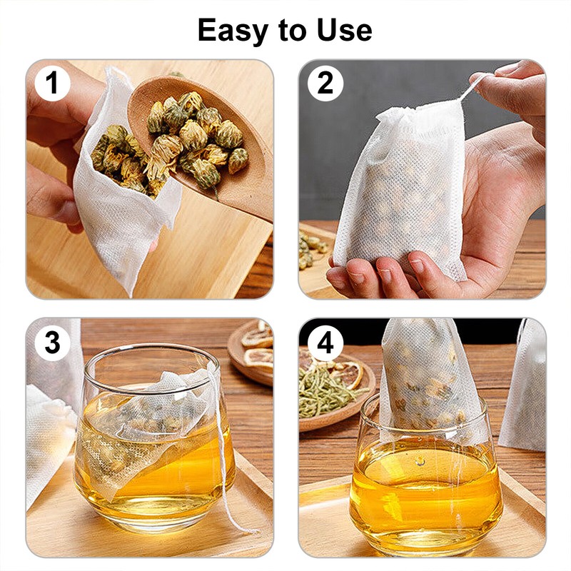 500pcs Disposable Empty Tea Bag Drawstring Seal Teabags Loose Leaf Tea Filters gallery