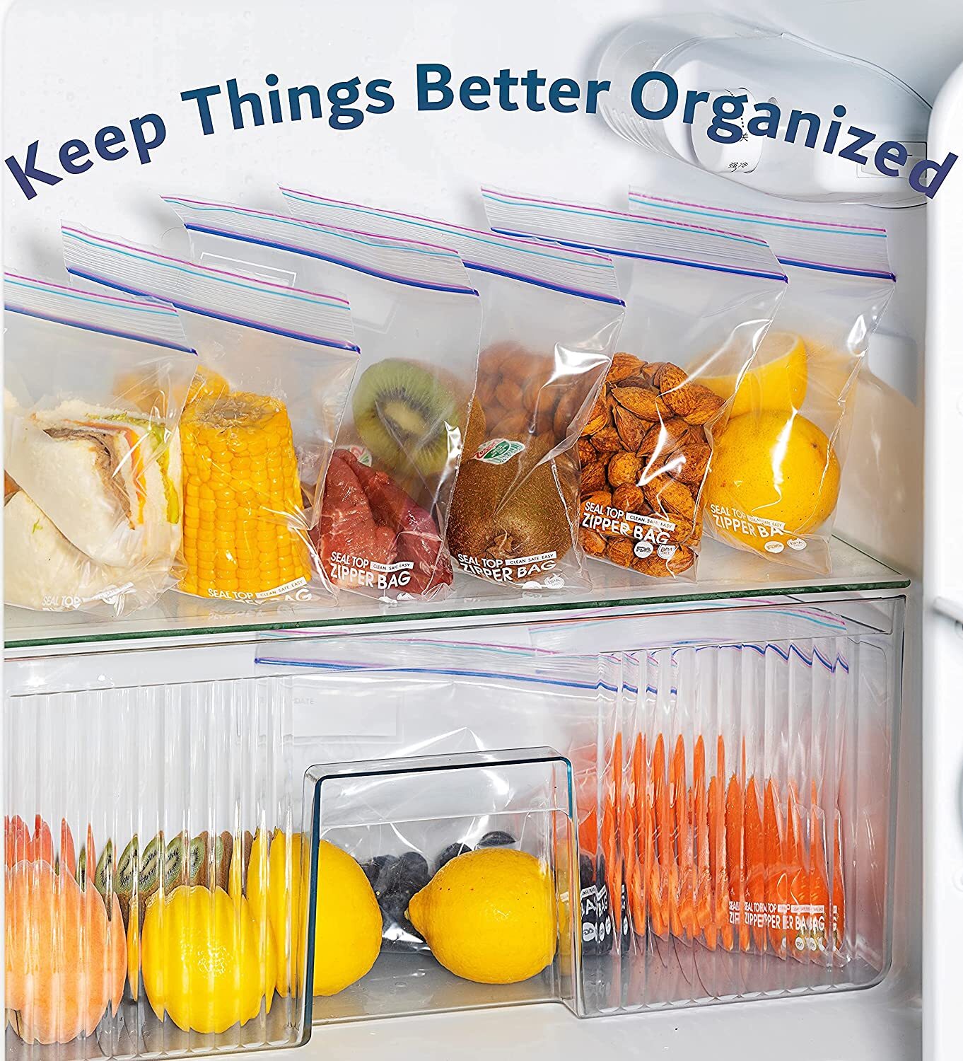 Food Storage Zip-lock Bags, Thick & Double Zipper Seal, Food Grade, Value Pack gallery