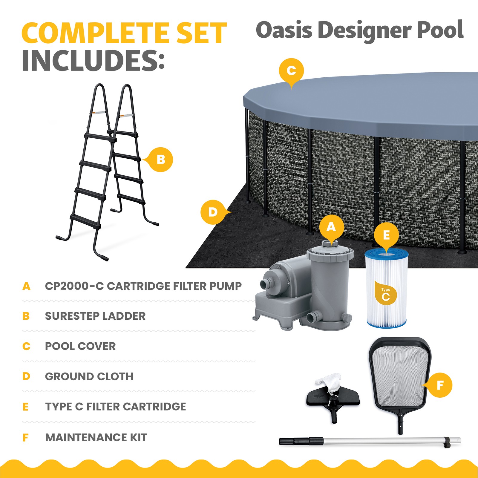 Funsicle 22' x 52" Oasis Designer Round Above Ground Pool, (Open Box) gallery