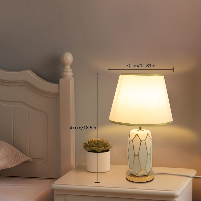 White Ceramic Table Lamp 100-250V Modern Table Lamp Table Desk Reading Light US gallery