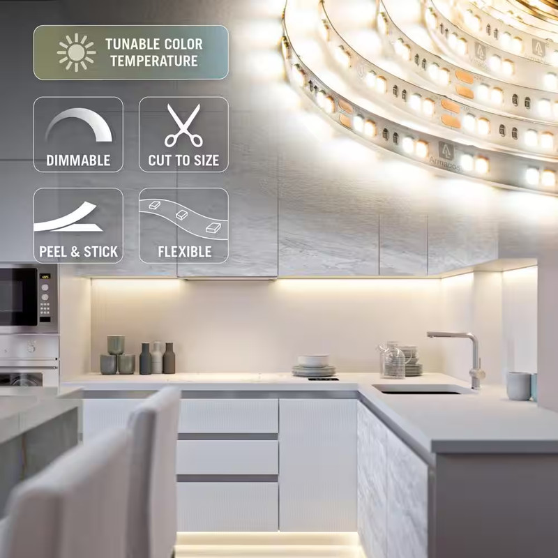Ribbonflex Pro 24-Volt White CCT Tunable LED Strip Light Tape 32 Ft. (10 M) gallery