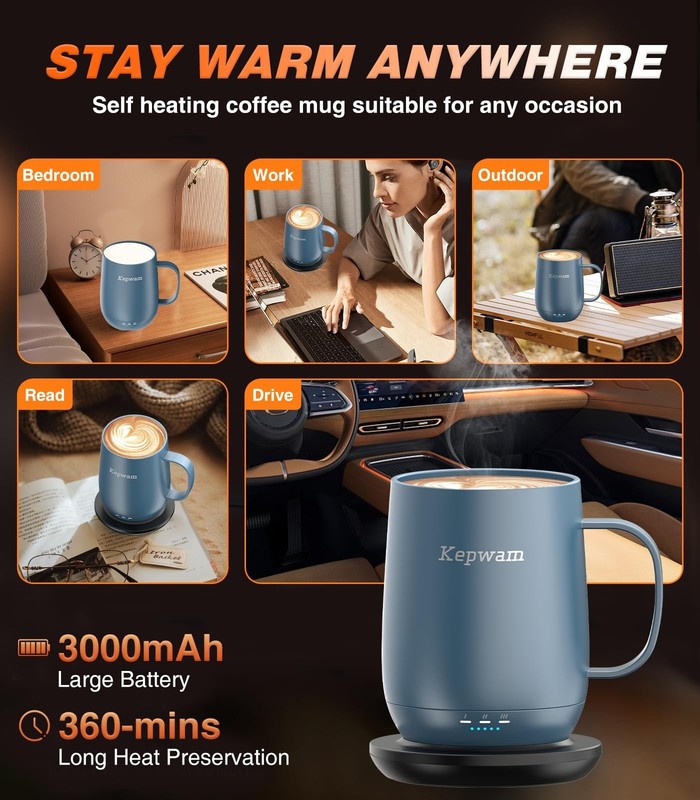 Self-Heating Coffee Mug 16oz, Smart Temperature Control, 150 Min Battery Life, P gallery