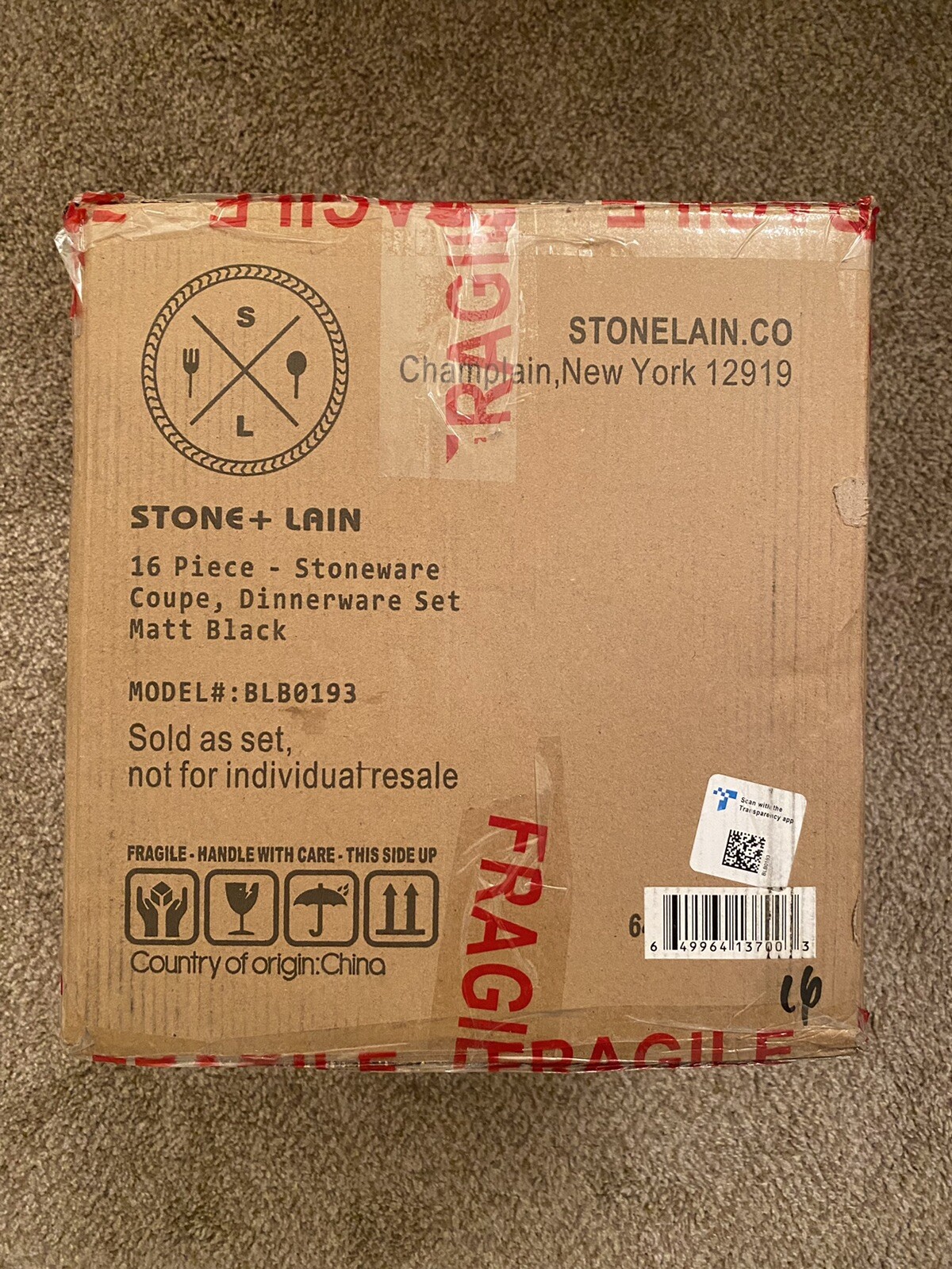 Stone Lain Stoneware Dinnerware Set, Service For 4, Matte Black, Free Ship! gallery