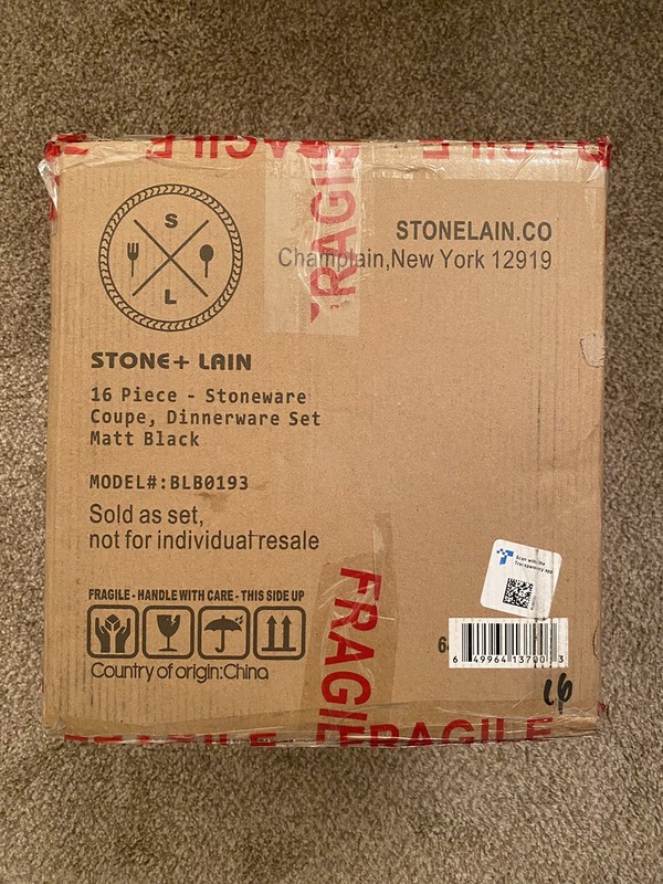 Stone Lain Stoneware Dinnerware Set, Service For 4, Matte Black, Free Ship! gallery