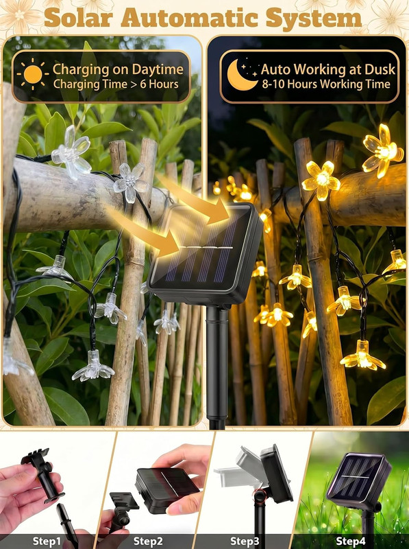 2 Pack 50 LED Solar String Lights Outdoor Waterproof Flower Solar Lights for Gar gallery