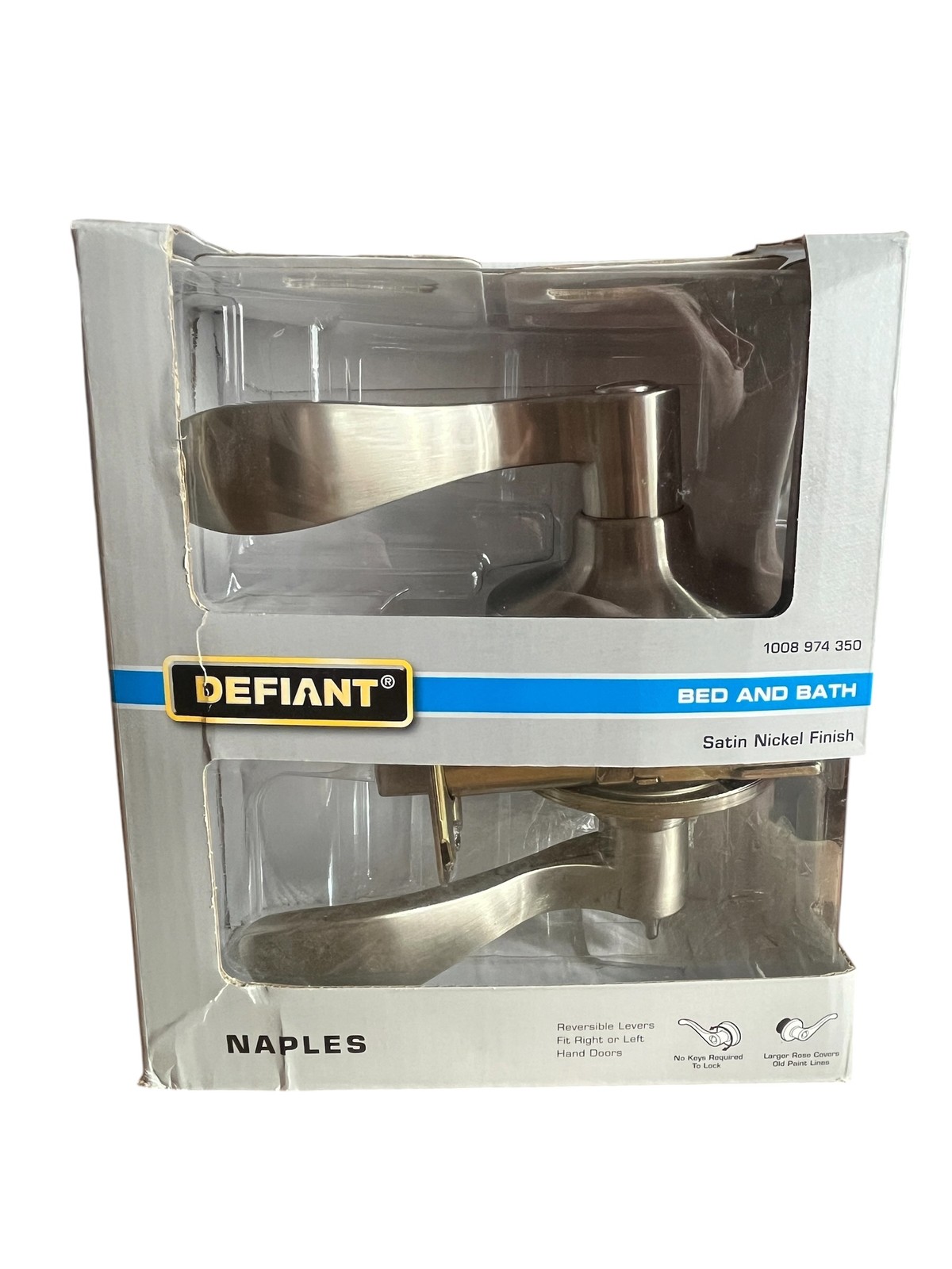 Defiant Naples Satin Nickel Bed & Bath Privacy Door Lever Set Reversible gallery