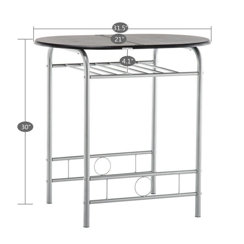 Dining Table Set for Small Spaces, 3-Piece MDF Metal Kitchen Set with 2 Chairs gallery
