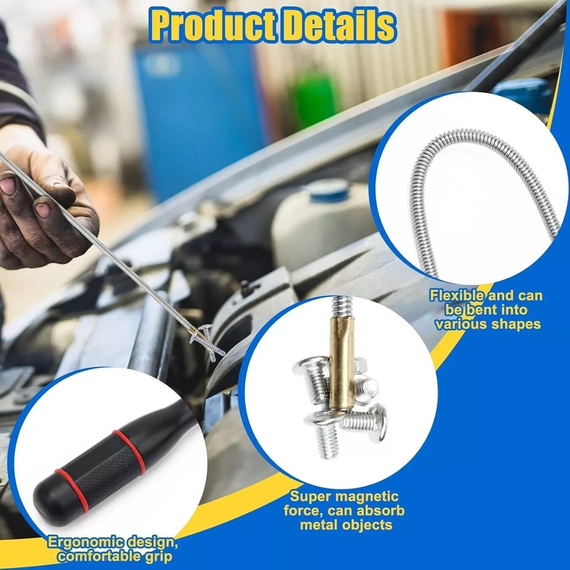 Magnetic Telescoping Pickup Rod Tool Flexible Grabber Stick Inspection Sweeper gallery
