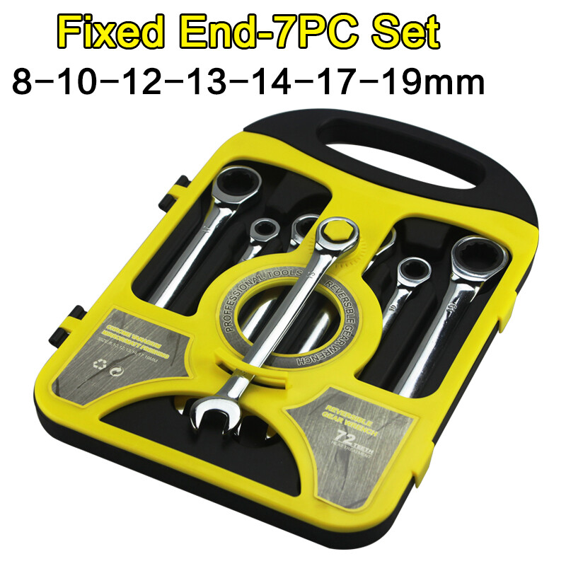 6/7pc Combination Wrench Set Open & Ratcheting Box End, Chromium Vanadium Alloy gallery