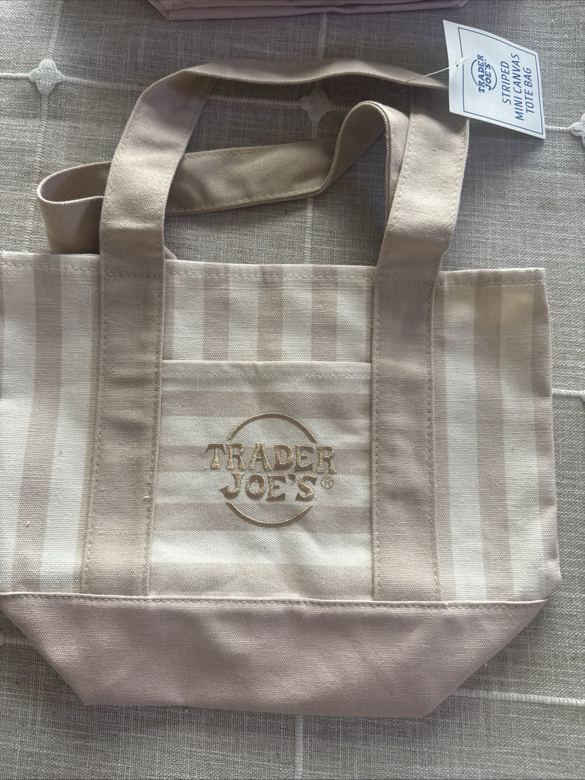 Trader Joe’s Mini Pastel Stripe Canvas Tote Bag Limited Edition Set Of 4 gallery