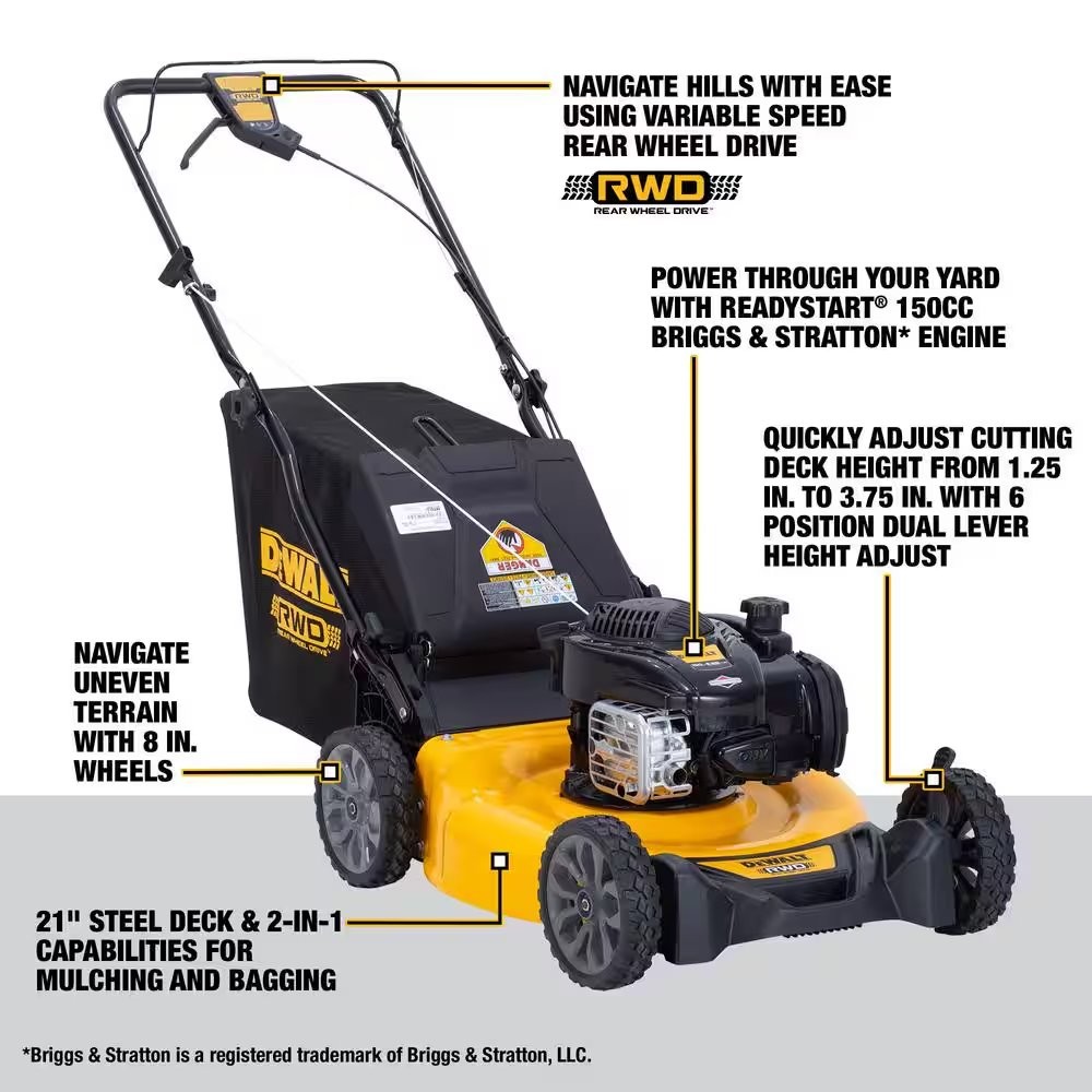 DEWALT 21 in. 150cc Briggs and Stratton 625ex Engine Rear Wheel Drive 2-in-1 Gas gallery