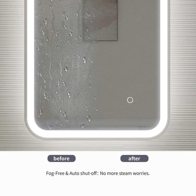 27 in. W x 40 in. H Rectangle Framed LED Wall Mirror in Silver for Bathroom gallery
