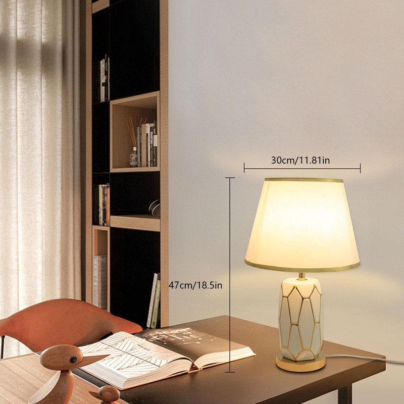 White Ceramic Table Lamp 100-250V Modern Table Lamp Table Desk Reading Light US gallery