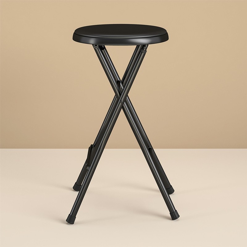 24" Vinyl Padded Folding Stool, Black gallery