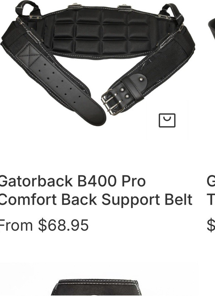Gatorback B400 Pro Comfort Back Support Tool Belt Padded Black gallery