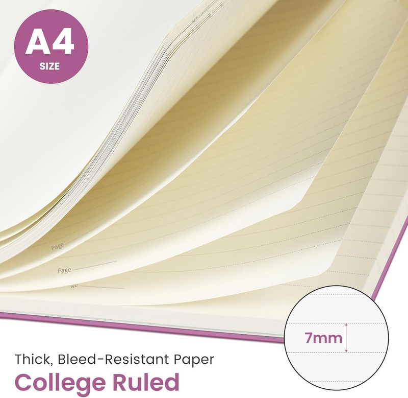 Large A4 Journaling Notebook - 100 Pages, No-Bleed Paper with Elastic Closure gallery
