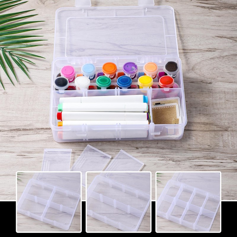 8 Grids Plastic Compartment Storage Box with Adjustable Divider Clear Plastic... gallery