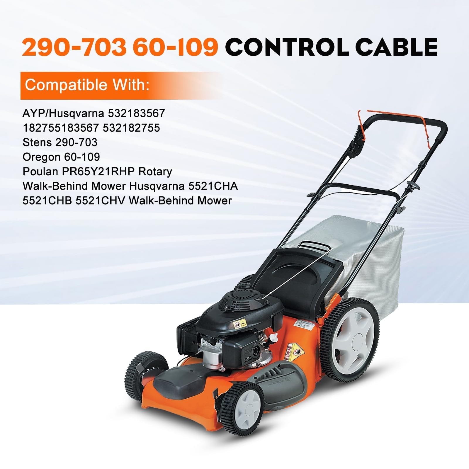 Control Cable 61.5 Inch Throttle Wire Fits Craftsman Poulan Husqvarna Lawn Mower gallery