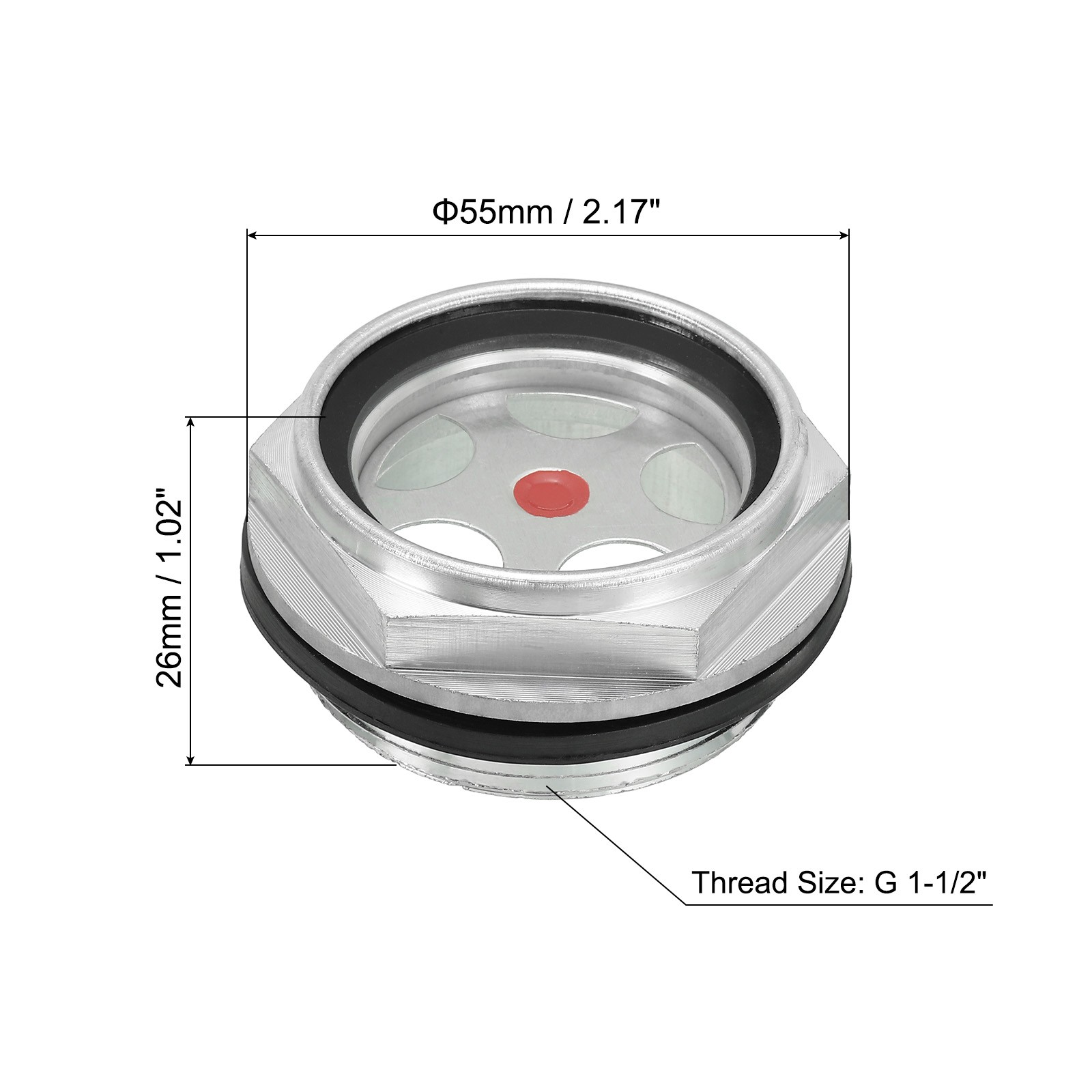 Air Compressor Oil Sight Glass, 1 Pack G 1-1/2" Aluminum Oil Liquid Level Gauge gallery