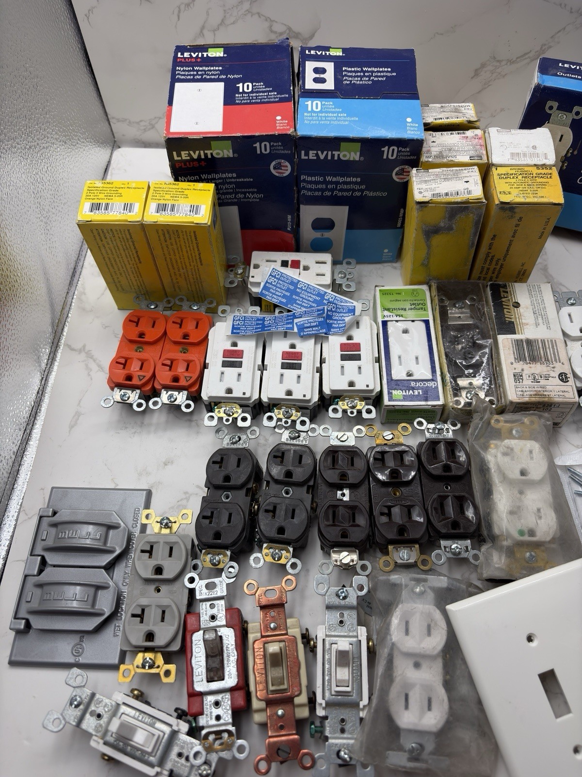 Electrical Components LOT 25+ OUTLETS, COVERS, TAMPER RESISTANT, GFCI, SWITCHES gallery