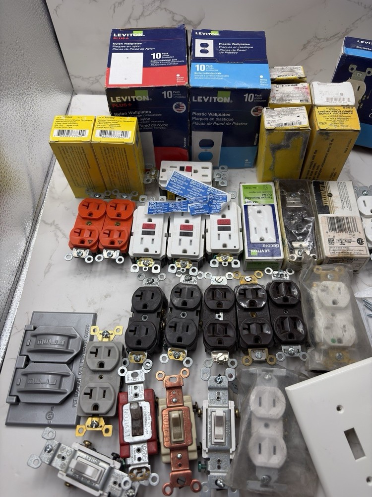 Electrical Components LOT 25+ OUTLETS, COVERS, TAMPER RESISTANT, GFCI, SWITCHES