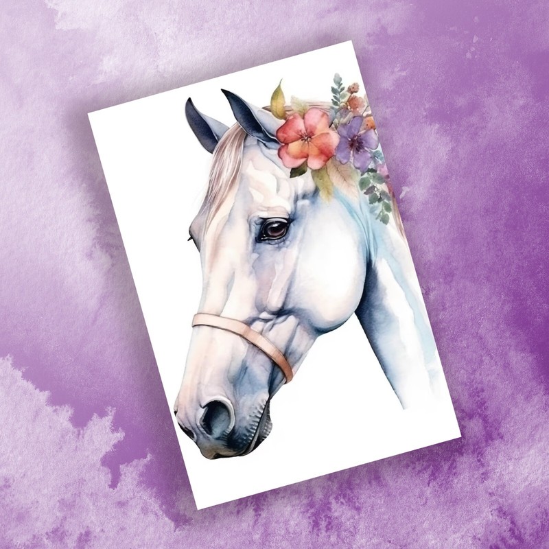 10 Assorted All Occasion Note Cards Blank Greeting Cards Floral Horses gallery