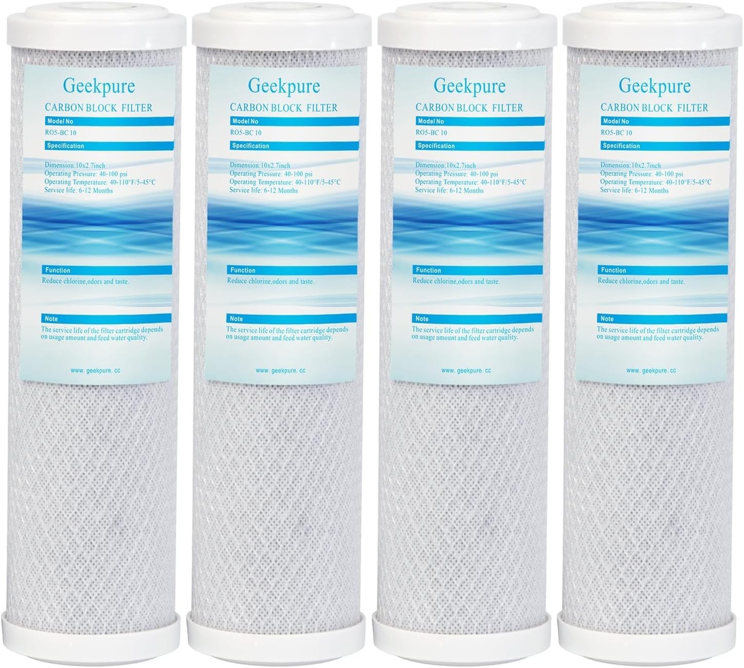 Geekpure Carbon Block Replacement Filter Cartridge 2.5" x 10" -Pack of 4 gallery